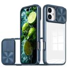 For iPhone 16 Plus Sliding Camshield Acrylic Hybrid TPU Phone Case(Navy Blue) - 1