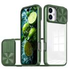 For iPhone 16 Plus Sliding Camshield Acrylic Hybrid TPU Phone Case(Olive Green) - 1