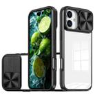 For iPhone 16 Plus Sliding Camshield Acrylic Hybrid TPU Phone Case(Black) - 1