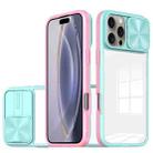 For iPhone 16 Pro Max Sliding Camshield Acrylic Hybrid TPU Phone Case(Blue Pink) - 1