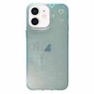 For iPhone 12 Love Pattern Transparent Lens Frame IMD Acrylic Phone Case(Green) - 1