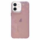 For iPhone 12 Love Pattern Transparent Lens Frame IMD Acrylic Phone Case(Pink) - 1