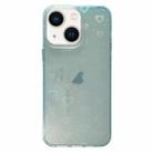 For iPhone 13 Love Pattern Transparent Lens Frame IMD Acrylic Phone Case(Green) - 1