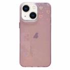 For iPhone 13 Love Pattern Transparent Lens Frame IMD Acrylic Phone Case(Pink) - 1