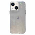 For iPhone 13 Love Pattern Transparent Lens Frame IMD Acrylic Phone Case(White) - 1