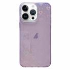 For iPhone 13 Pro Max Love Pattern Transparent Lens Frame IMD Acrylic Phone Case(Purple) - 1