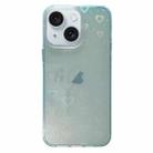 For iPhone 14 Love Pattern Transparent Lens Frame IMD Acrylic Phone Case(Green) - 1