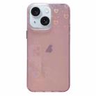 For iPhone 14 Love Pattern Transparent Lens Frame IMD Acrylic Phone Case(Pink) - 1