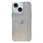 For iPhone 15 Love Pattern Transparent Lens Frame IMD Acrylic Phone Case(White) - 1