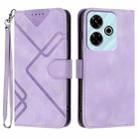 For Redmi 13 4G Line Pattern Skin Feel Leather Phone Case(Light Purple) - 1