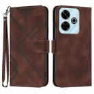 For Redmi 13 4G Line Pattern Skin Feel Leather Phone Case(Coffee) - 1