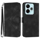 For Redmi 13 4G Line Pattern Skin Feel Leather Phone Case(Black) - 1