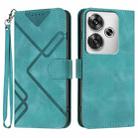 For Redmi Turbo 3 / Xiaomi Poco F6 Line Pattern Skin Feel Leather Phone Case(Light Blue) - 1