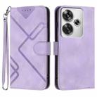 For Redmi Turbo 3 / Xiaomi Poco F6 Line Pattern Skin Feel Leather Phone Case(Light Purple) - 1