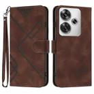 For Redmi Turbo 3 / Xiaomi Poco F6 Line Pattern Skin Feel Leather Phone Case(Coffee) - 1