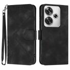 For Redmi Turbo 3 / Xiaomi Poco F6 Line Pattern Skin Feel Leather Phone Case(Black) - 1