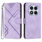 For Redmi Note 14 Pro 5G Line Pattern Skin Feel Leather Phone Case(Light Purple) - 1