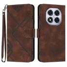 For Redmi Note 14 Pro 5G Line Pattern Skin Feel Leather Phone Case(Coffee) - 1