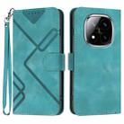 For Redmi Note 14 Pro+ 5G Line Pattern Skin Feel Leather Phone Case(Light Blue) - 1