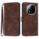 For Redmi Note 14 Pro+ 5G Line Pattern Skin Feel Leather Phone Case(Coffee) - 1