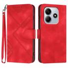 For Redmi Note 14 4G 163.25mm Line Pattern Skin Feel Leather Phone Case(Red) - 1