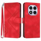 For Redmi Note 14 Pro 4G Line Pattern Skin Feel Leather Phone Case(Red) - 1