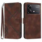 For Redmi Note 13R Pro / Xiaomi Poco X6 Neo Line Pattern Skin Feel Leather Phone Case(Coffee) - 1