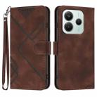For Redmi Note 14 4G 164.84mm Line Pattern Skin Feel Leather Phone Case(Coffee) - 1