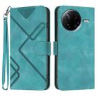 For Redmi K80 / Xiaomi Poco F7 Pro Line Pattern Skin Feel Leather Phone Case(Light Blue) - 1
