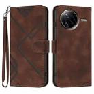 For Redmi K80 Pro / Xiaomi Poco F7 Ultra Line Pattern Skin Feel Leather Phone Case(Coffee) - 1