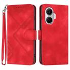 For Redmi Turbo 4 Pro / Xiaomi Poco F7 Line Pattern Skin Feel Leather Phone Case(Red) - 1