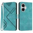 For Redmi Turbo 4 Pro / Xiaomi Poco F7 Line Pattern Skin Feel Leather Phone Case(Light Blue) - 1