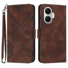 For Redmi Turbo 4 Pro / Xiaomi Poco F7 Line Pattern Skin Feel Leather Phone Case(Coffee) - 1