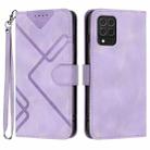 For Samsung Galaxy M62 / F62 Line Pattern Skin Feel Leather Phone Case(Light Purple) - 1