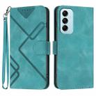 For Samsung Galaxy M14 5G / F14 5G Line Pattern Skin Feel Leather Phone Case(Light Blue) - 1