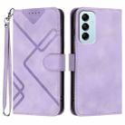 For Samsung Galaxy M14 5G / F14 5G Line Pattern Skin Feel Leather Phone Case(Light Purple) - 1