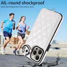 For iPhone 15 Pro Max Rhombic Texture Card Bag Phone Case with Short Lanyard(White) - 2