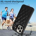 For iPhone 15 Pro Max Rhombic Texture Card Bag Phone Case with Short Lanyard(Black) - 2