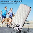 For iPhone 15 Plus / 14 Plus Rhombic Texture Card Bag Phone Case with Short Lanyard(White) - 2