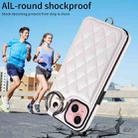 For iPhone 15 Rhombic Texture Card Bag Phone Case with Short Lanyard(White) - 2