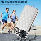 For iPhone 14 Rhombic Texture Card Bag Phone Case with Short Lanyard(White) - 2