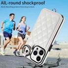 For iPhone 14 Pro Rhombic Texture Card Bag Phone Case with Short Lanyard(White) - 2