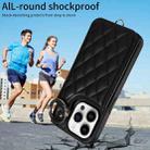 For iPhone 14 Pro Rhombic Texture Card Bag Phone Case with Short Lanyard(Black) - 2