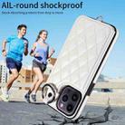 For iPhone 14 Pro Max Rhombic Texture Card Bag Phone Case with Short Lanyard(White) - 2