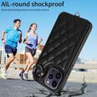 For iPhone 14 Pro Max Rhombic Texture Card Bag Phone Case with Short Lanyard(Black) - 2