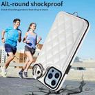 For iPhone 13 Pro Max Rhombic Texture Card Bag Phone Case with Short Lanyard(White) - 2