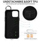 For iPhone 13 Pro Max Rhombic Texture Card Bag Phone Case with Short Lanyard(Black) - 3