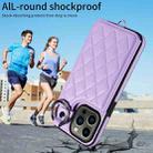 For iPhone 13 Pro Rhombic Texture Card Bag Phone Case with Short Lanyard(Purple) - 2