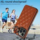 For iPhone 13 Pro Rhombic Texture Card Bag Phone Case with Short Lanyard(Brown) - 2