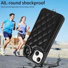 For iPhone 13 Rhombic Texture Card Bag Phone Case with Short Lanyard(Black) - 2